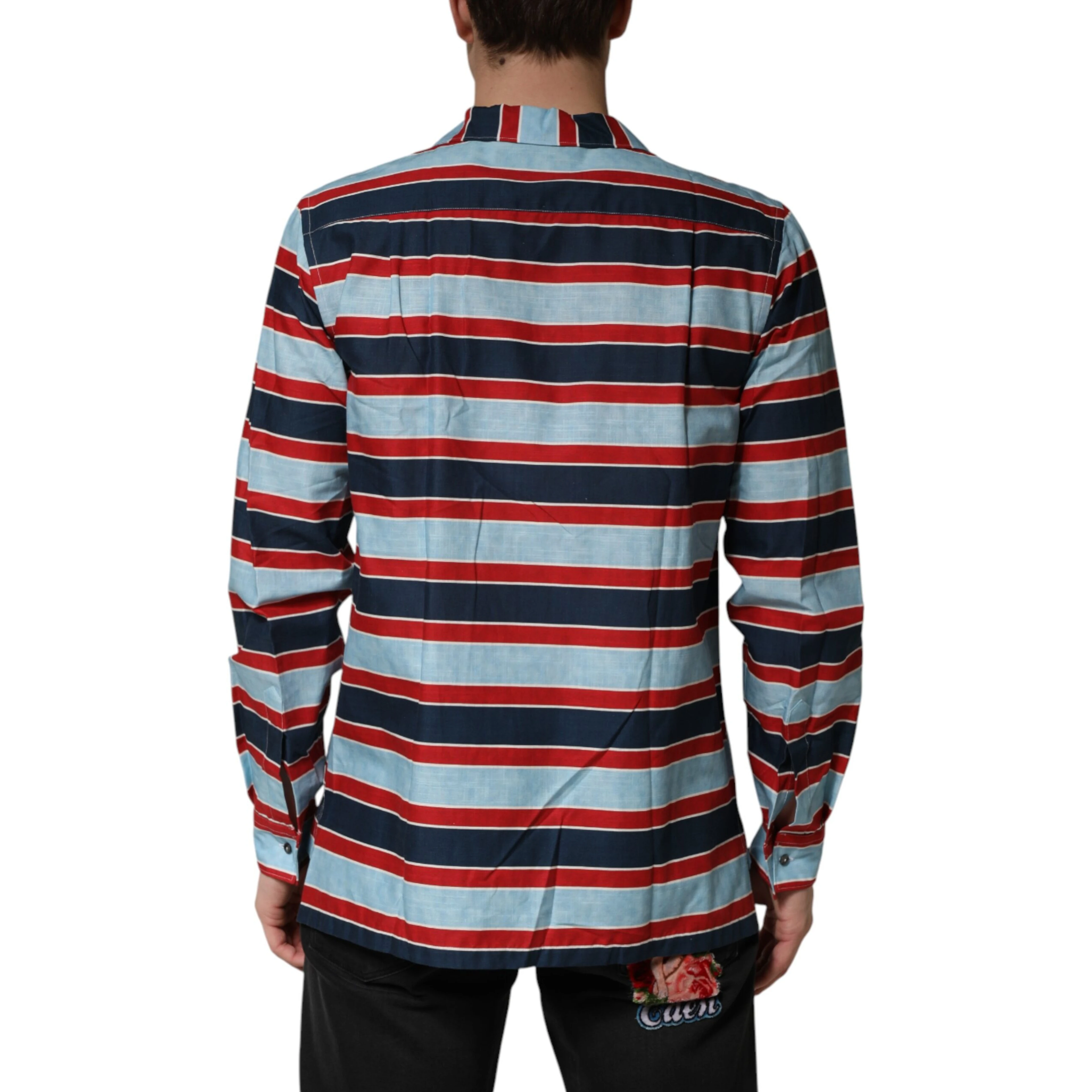 Multicolor Stripes Cotton Men Button Down Shirt