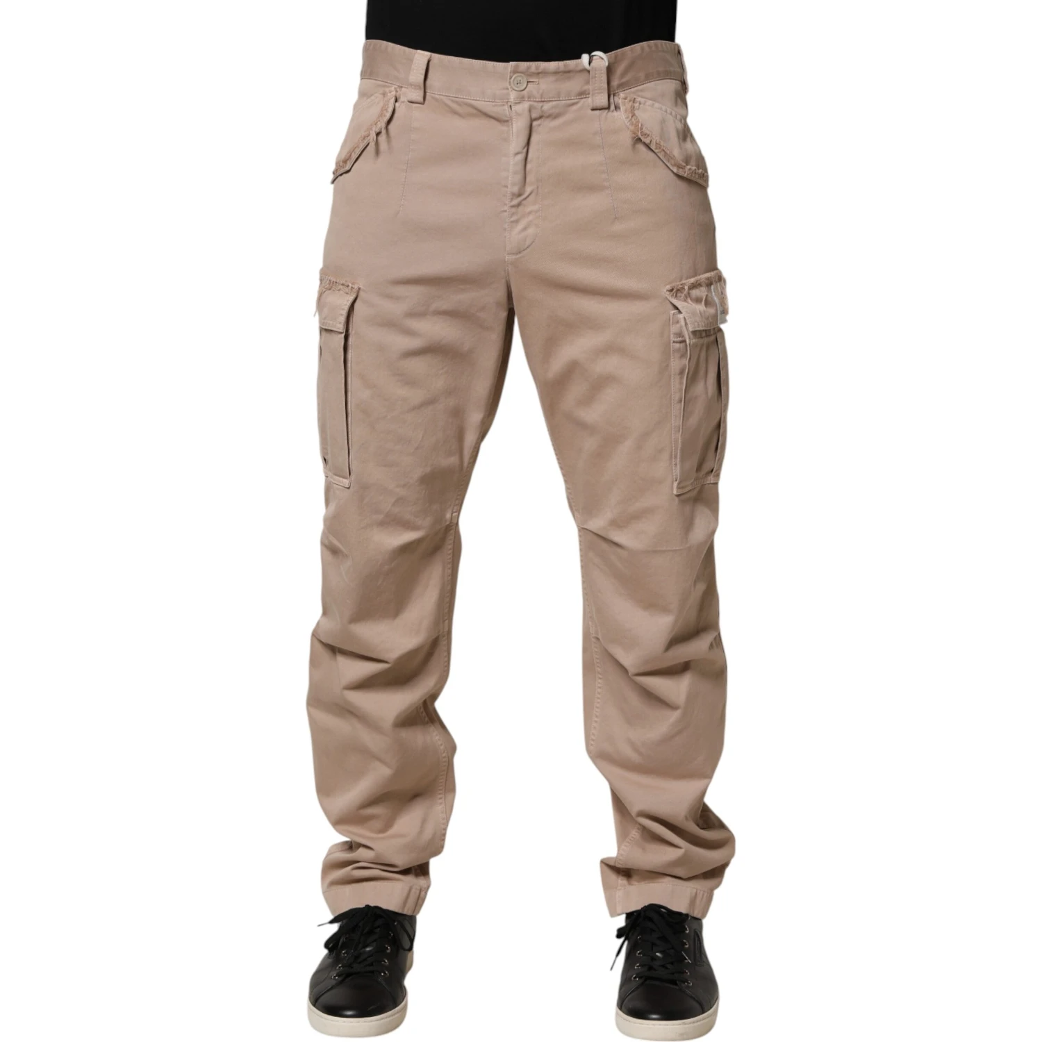 Beige Straight Cargo Chino Men Trouser Pants