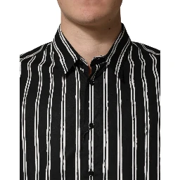Black Stripes Cotton Men Formal Dress Shirt