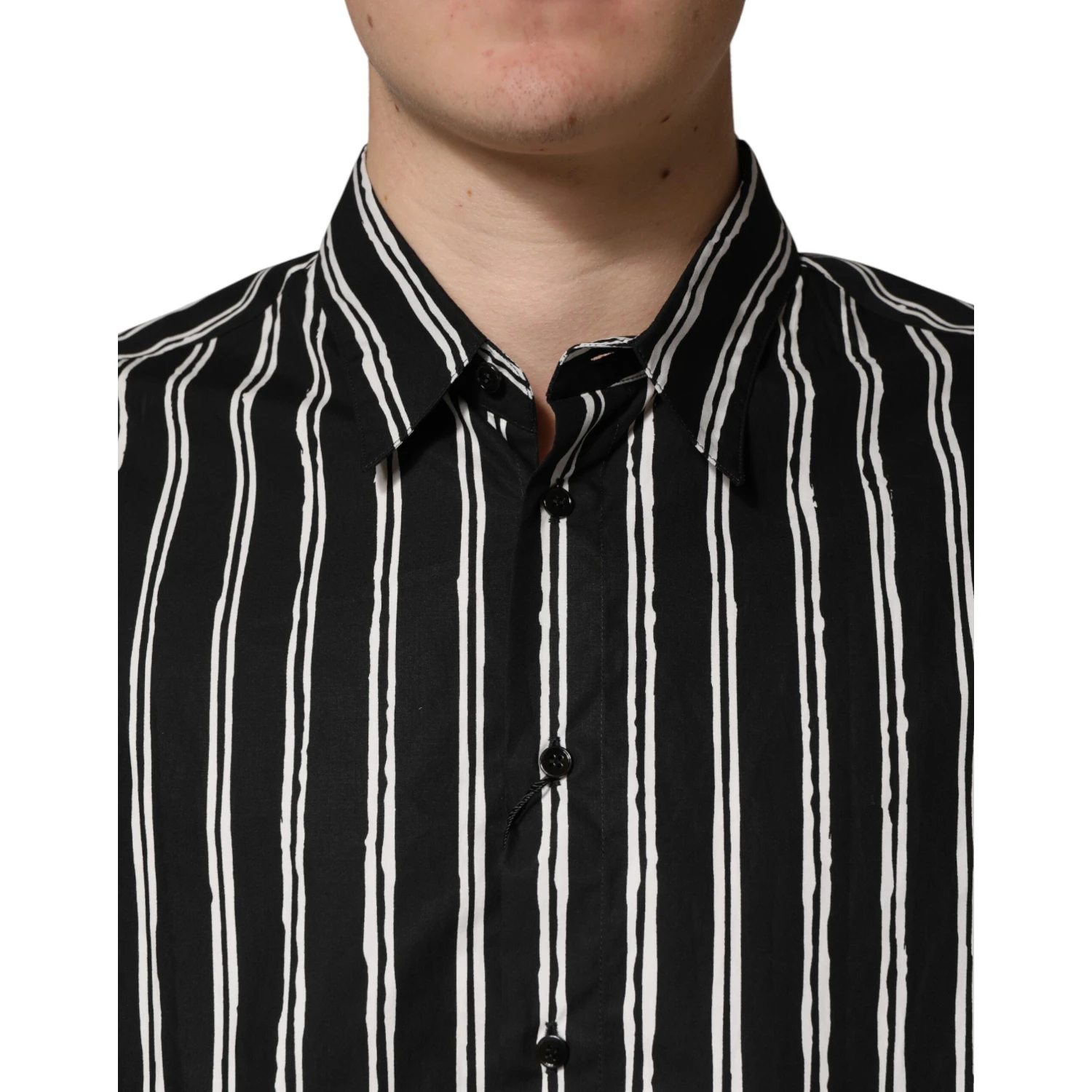 Black Stripes Cotton Men Formal Dress Shirt