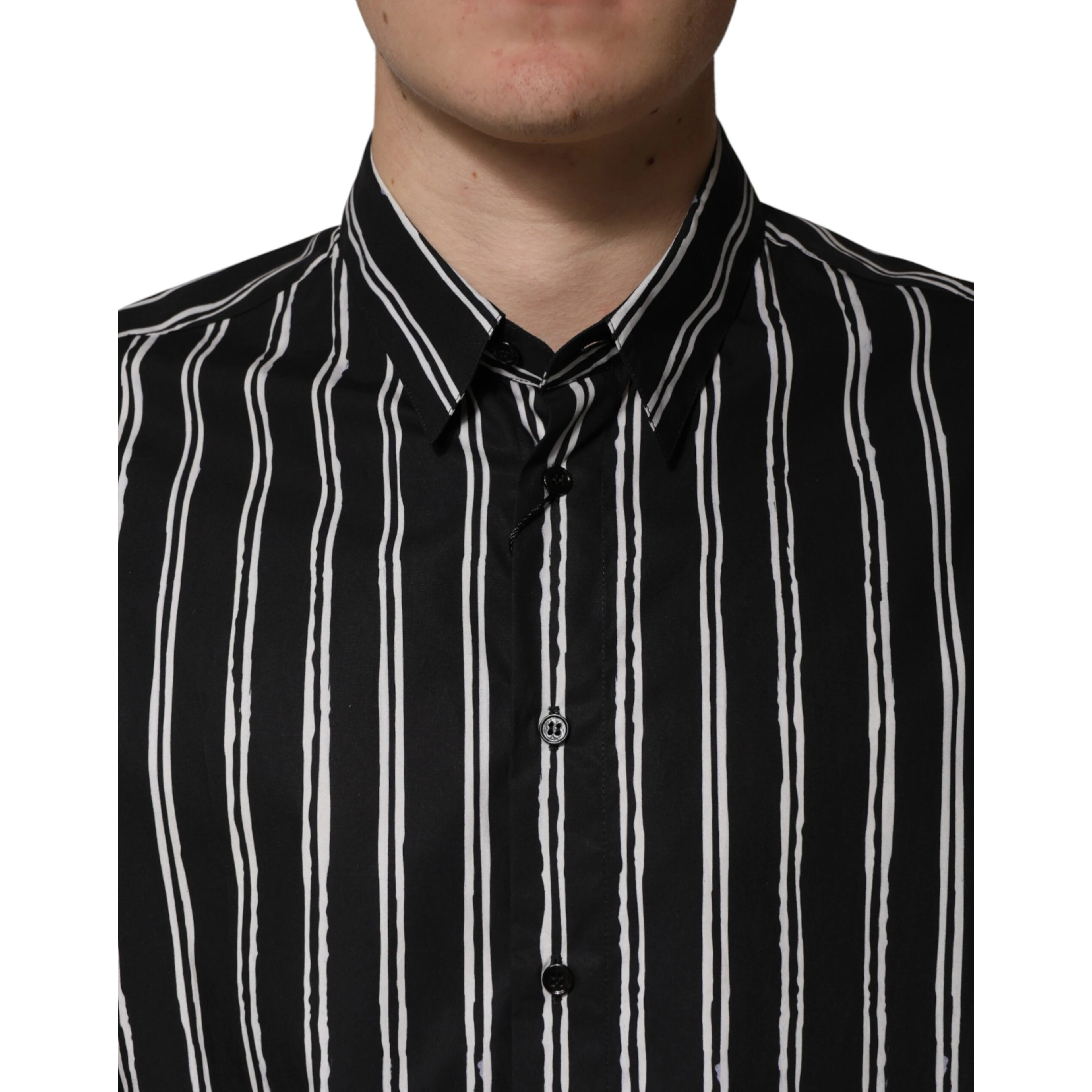 Black Stripes Cotton Men Formal Dress Shirt
