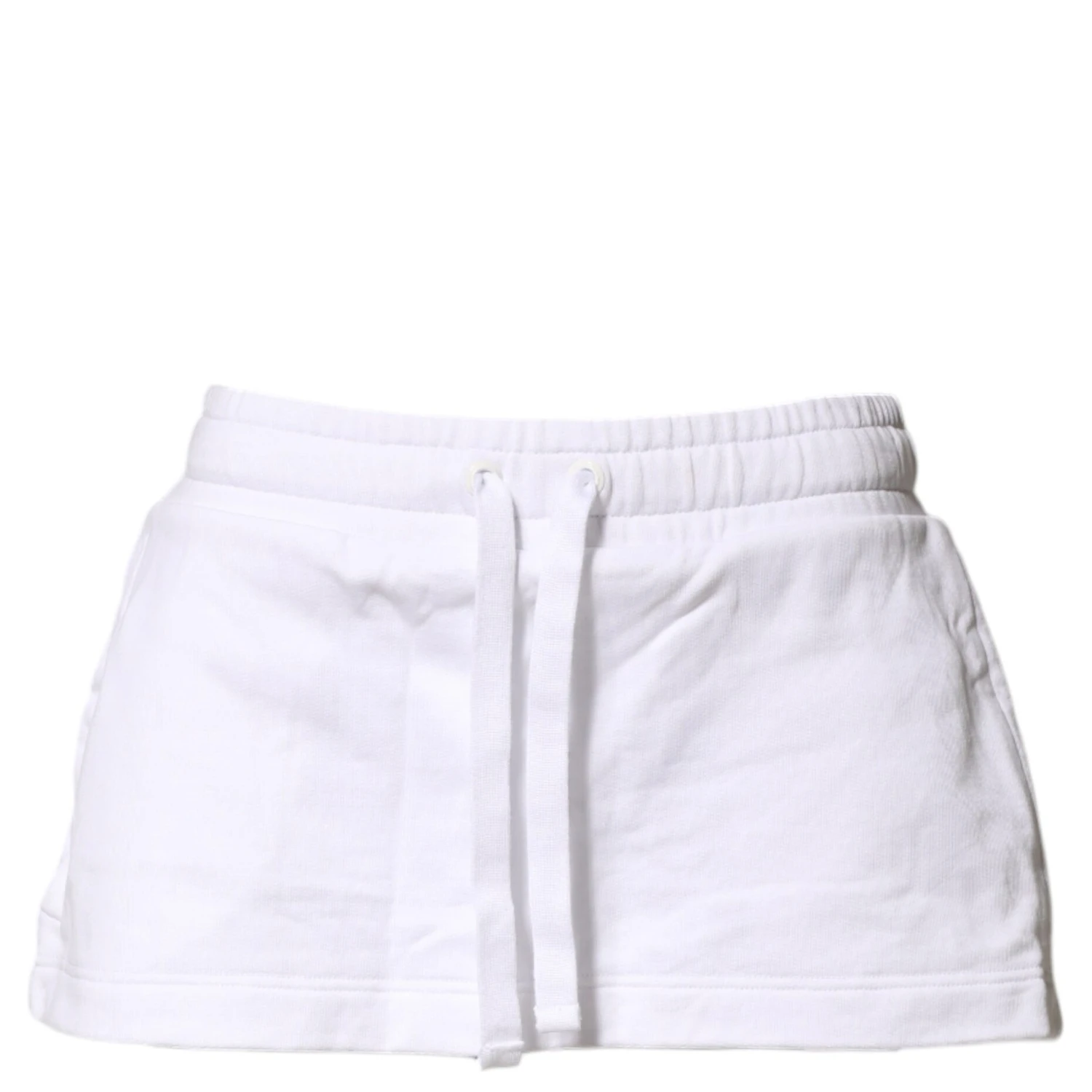 White Cotton Blend Mid Waist A-line Mini Skirt