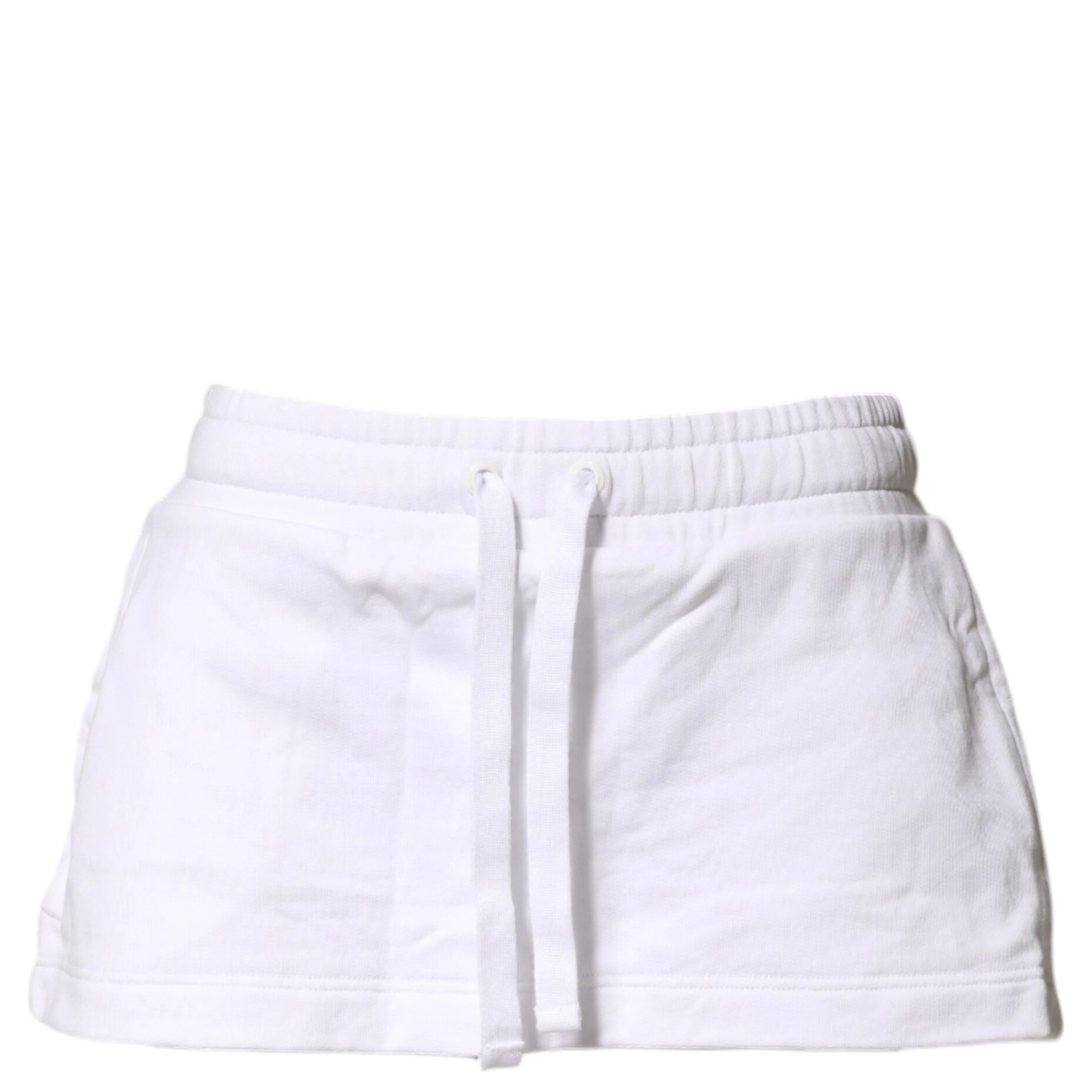 White Cotton Blend Mid Waist A-line Mini Skirt