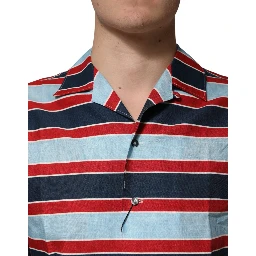 Multicolor Stripes Cotton Men Button Down Shirt