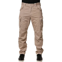 Beige Straight Cargo Chino Men Trouser Pants