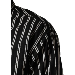 Black Stripes Cotton Men Formal Dress Shirt