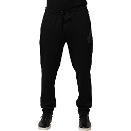 Black Logo Cotton Skinny Jogger Trouser Pants