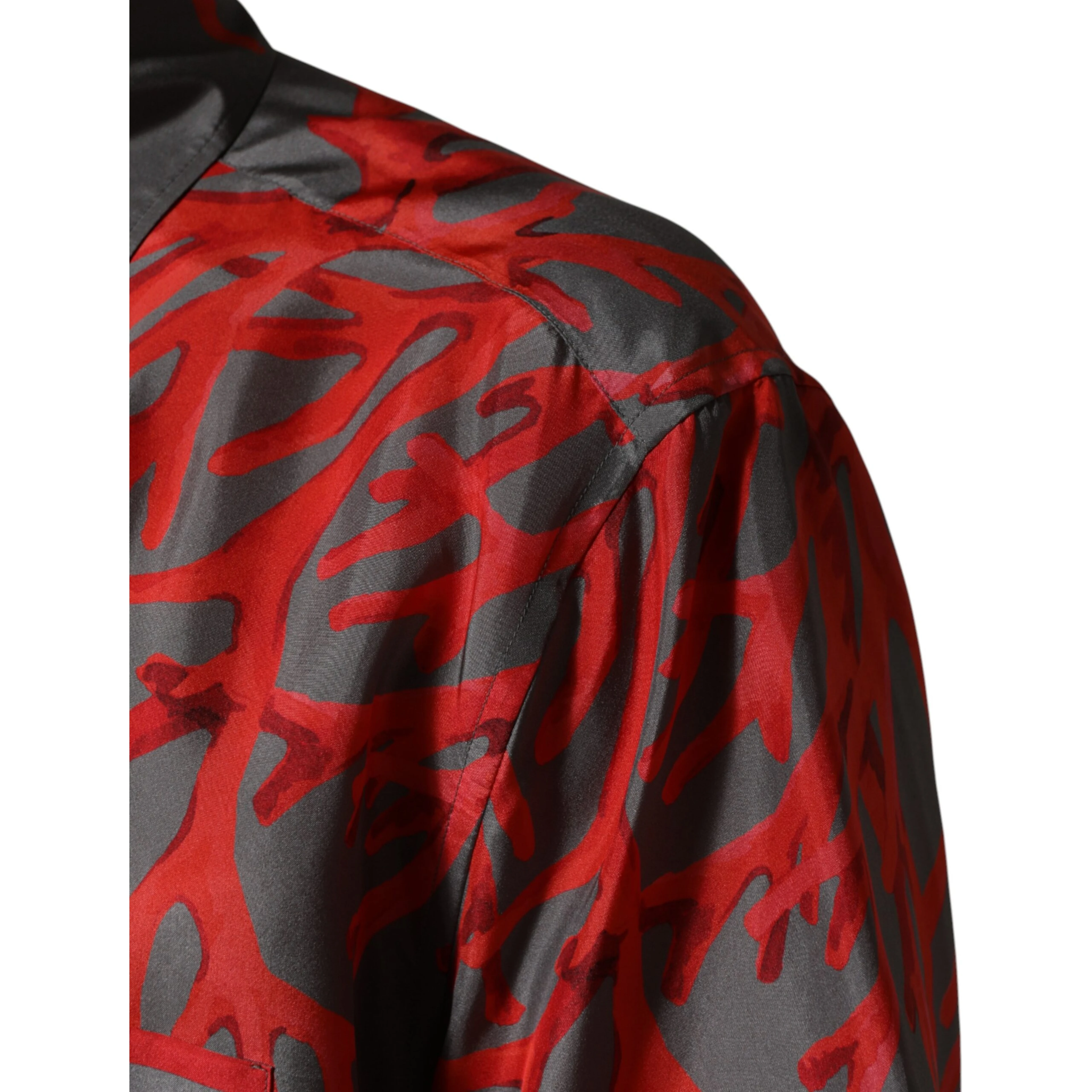 Gray Red Corals Short Sleeves Casual Shirt