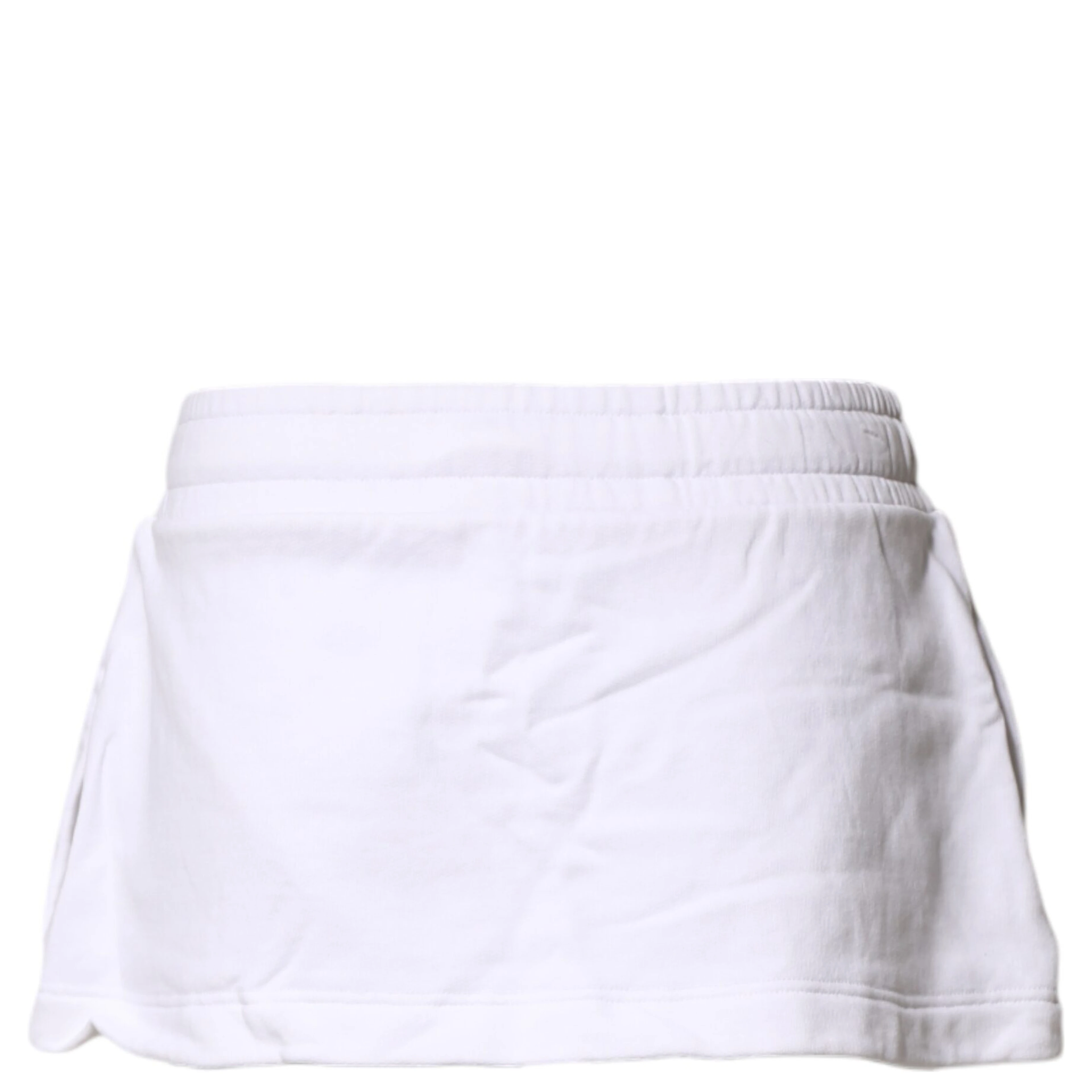 White Cotton Blend Mid Waist A-line Mini Skirt