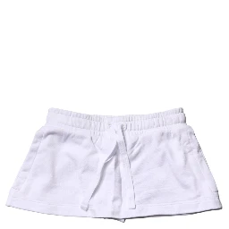 White Cotton Blend Mid Waist A-line Mini Skirt