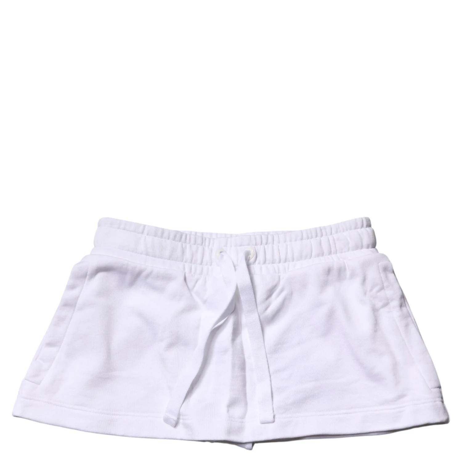 White Cotton Blend Mid Waist A-line Mini Skirt