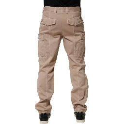 Beige Straight Cargo Chino Men Trouser Pants