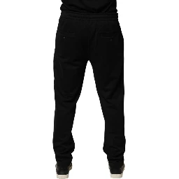 Black Logo Cotton Skinny Jogger Trouser Pants
