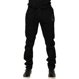 Black Sacred Heart Skinny Men Denim Jeans