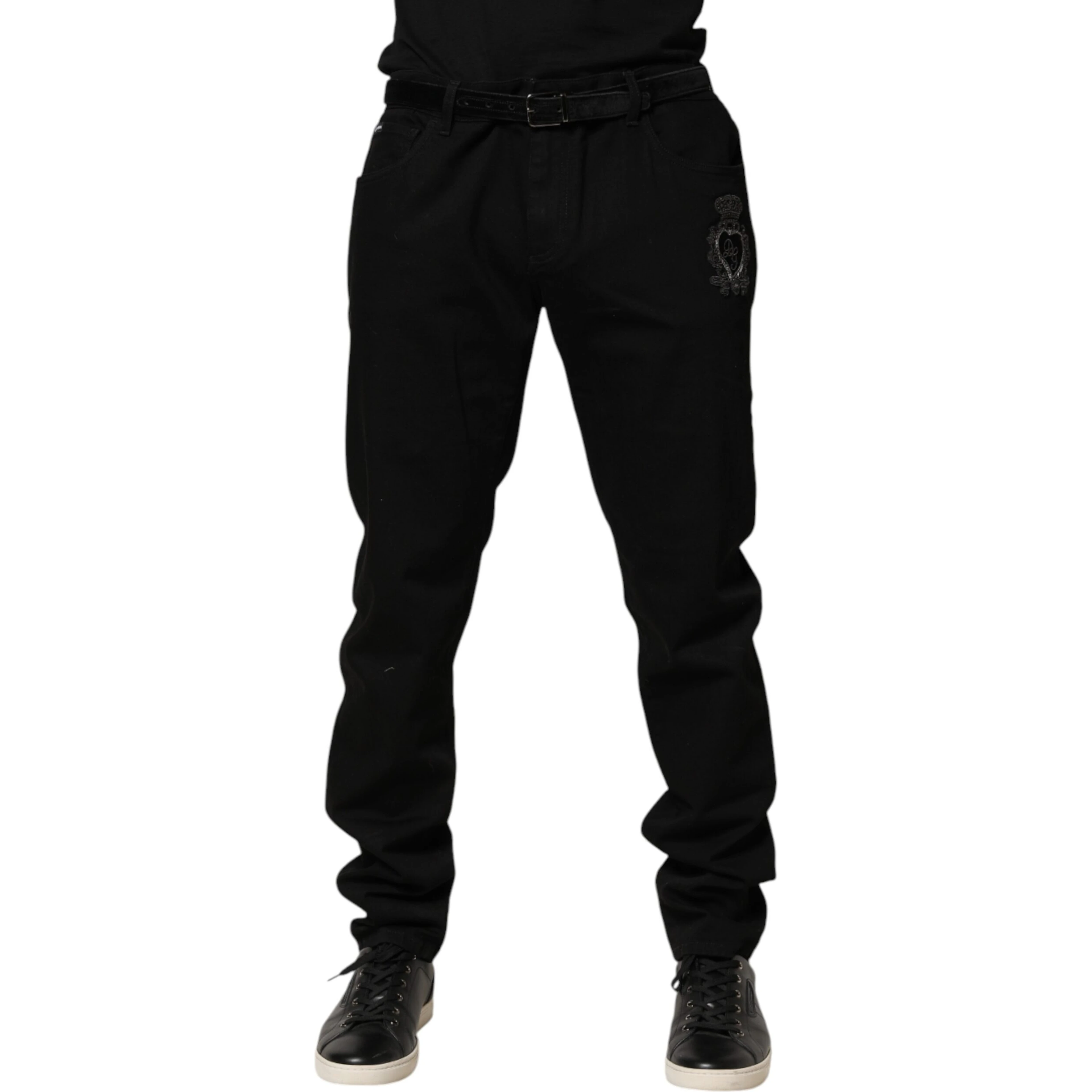 Black Sacred Heart Skinny Men Denim Jeans