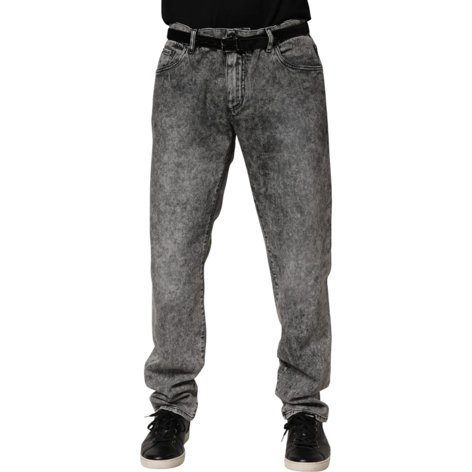 Gray Cotton Straight Leg Denim Trouser Jeans