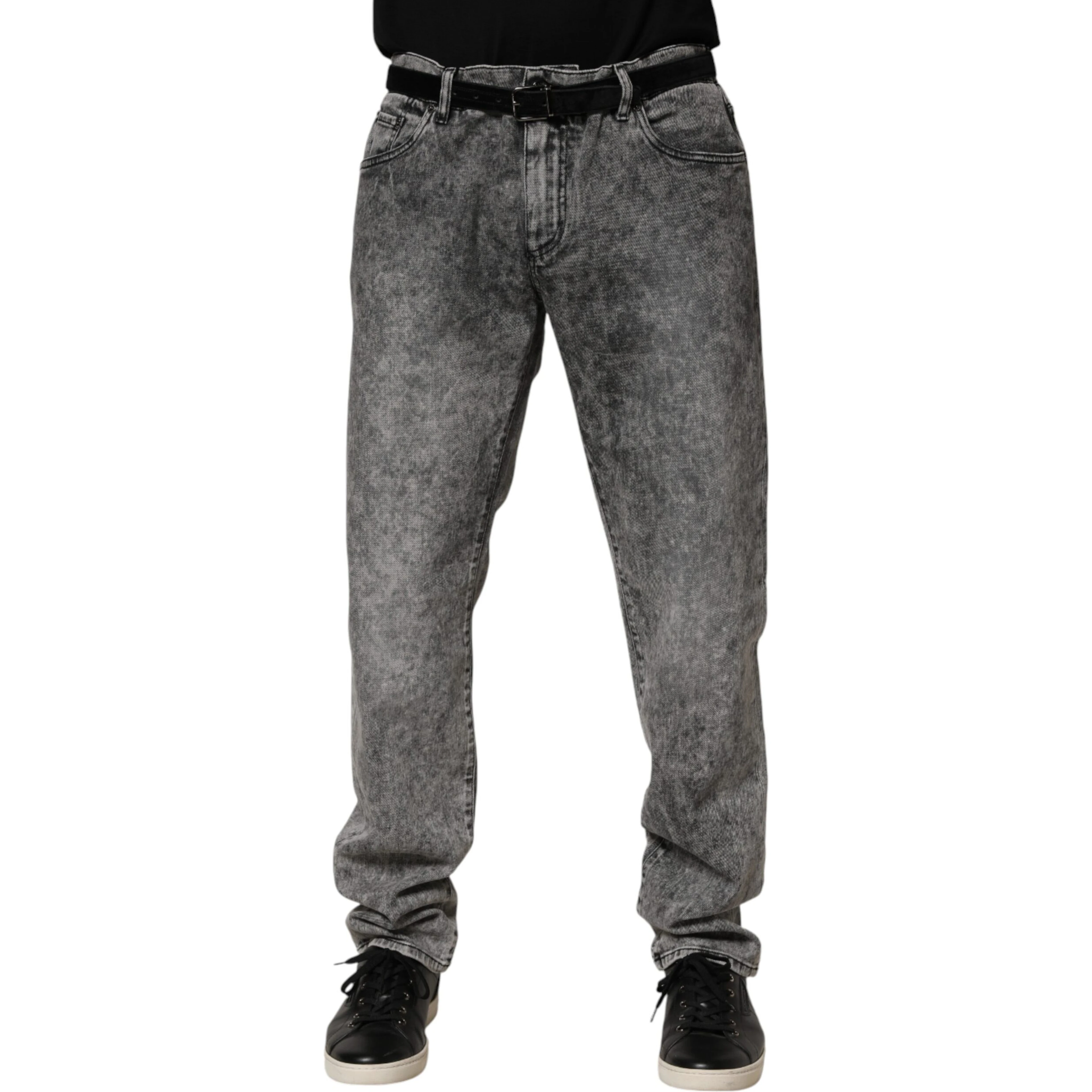 Gray Cotton Straight Leg Denim Trouser Jeans