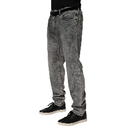 Gray Cotton Straight Leg Denim Trouser Jeans