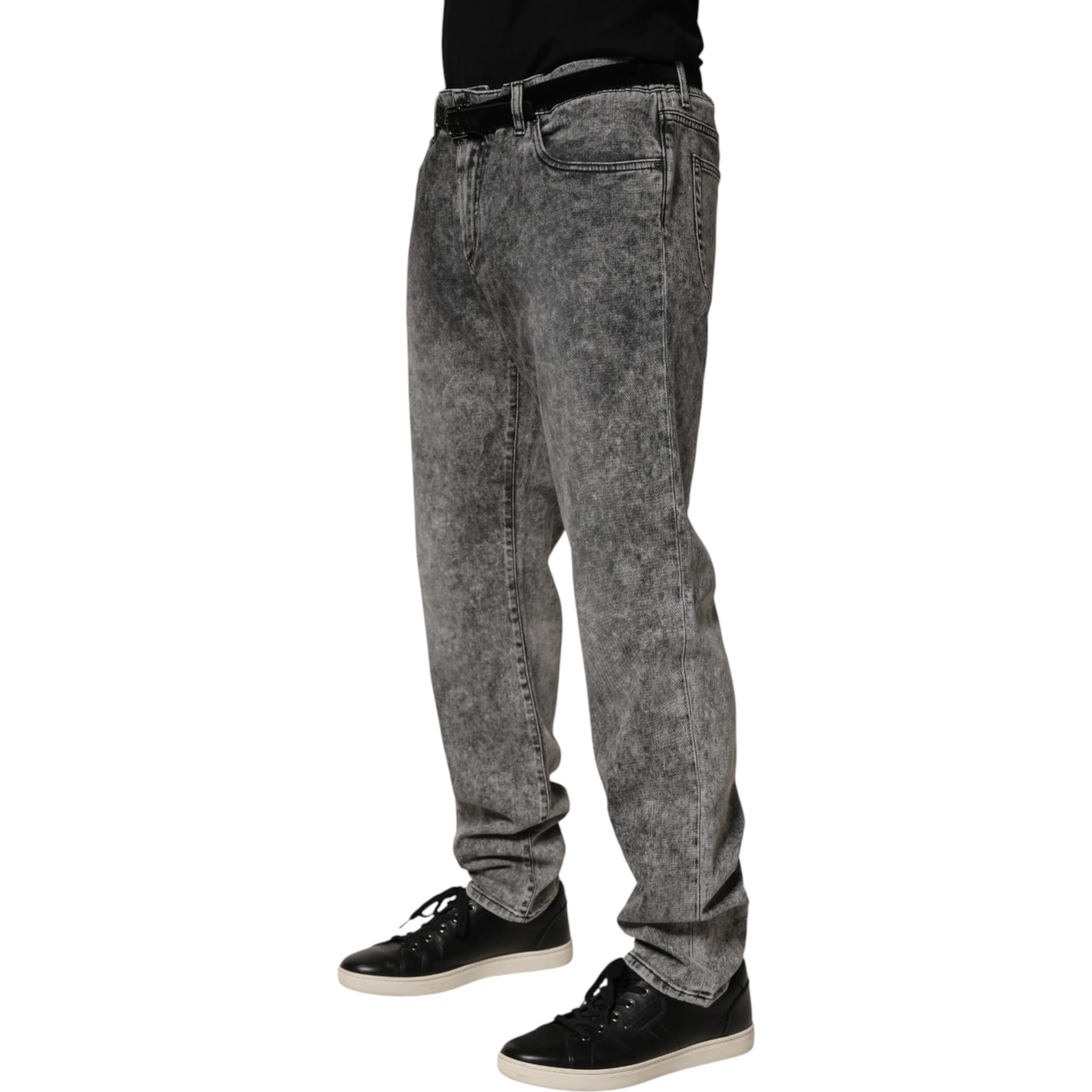 Gray Cotton Straight Leg Denim Trouser Jeans