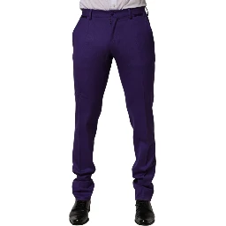 Purple Wool Skinny Dress Men Trouser Pants