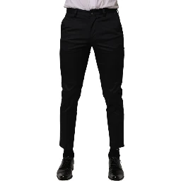 Dark Blue Cotton Skinny Dress Trouser Pants