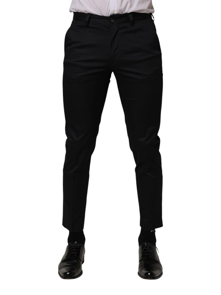 Dark Blue Cotton Skinny Dress Trouser Pants