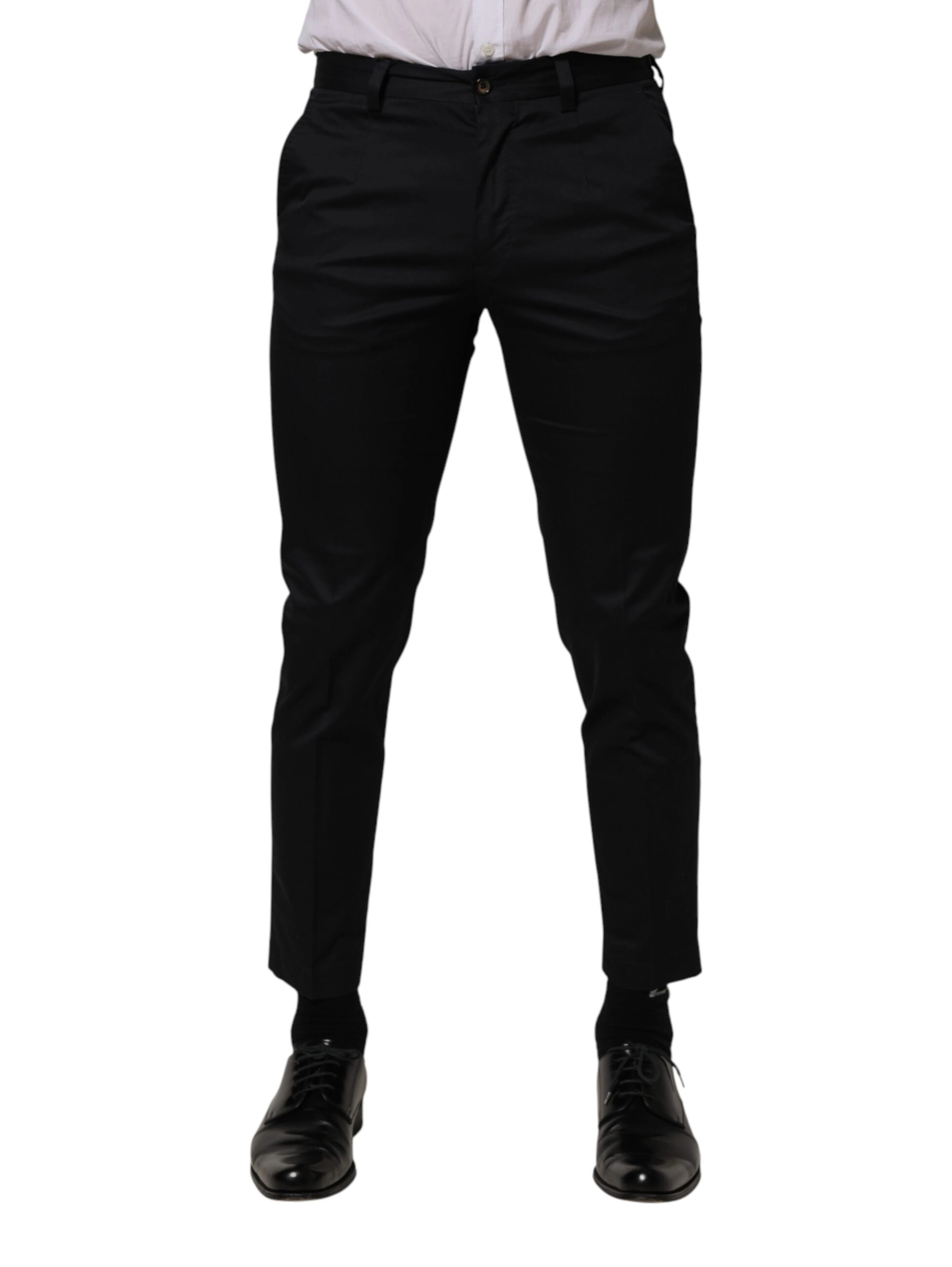Dark Blue Cotton Skinny Dress Trouser Pants