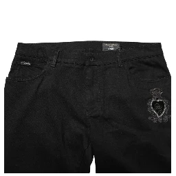 Black Sacred Heart Skinny Men Denim Jeans