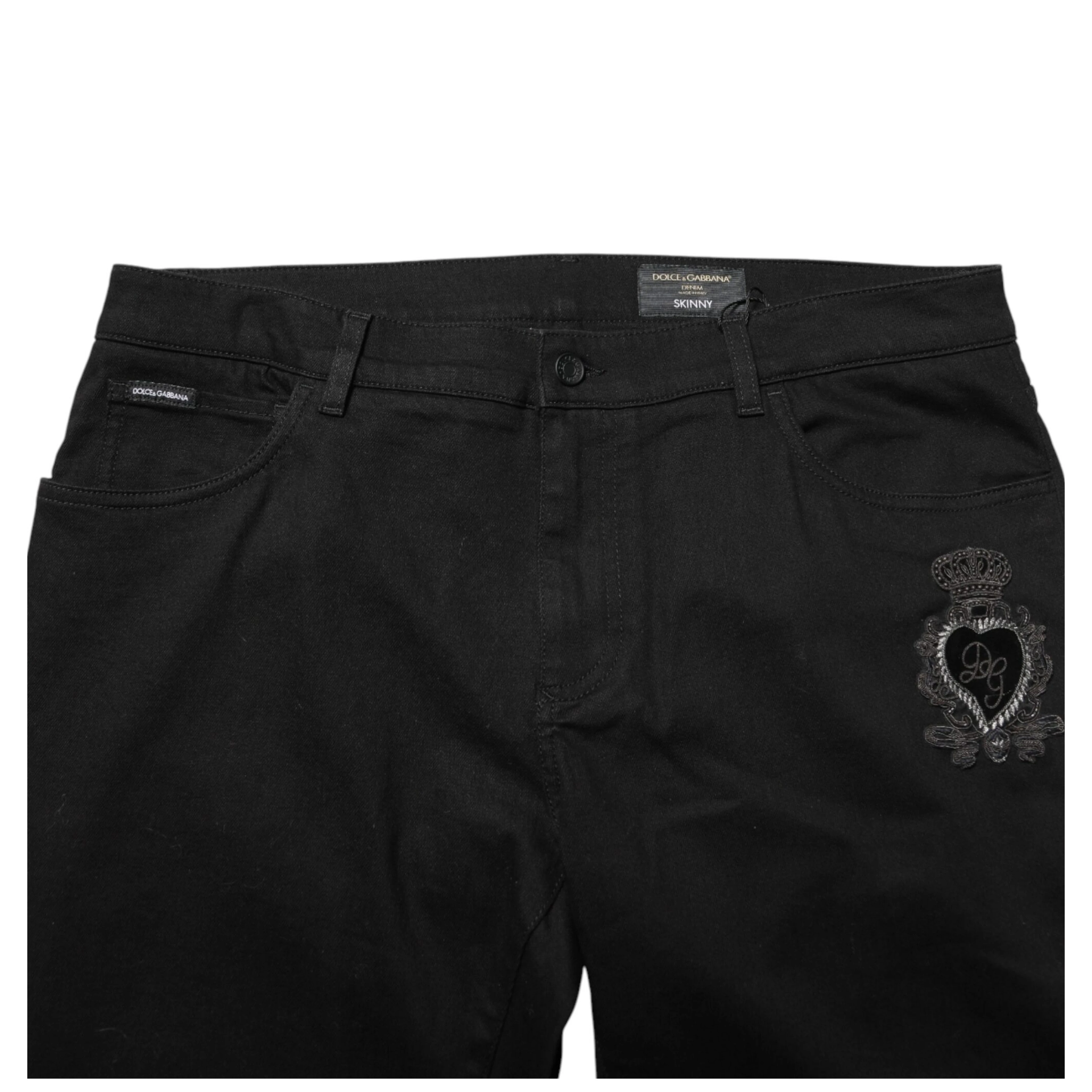 Black Sacred Heart Skinny Men Denim Jeans