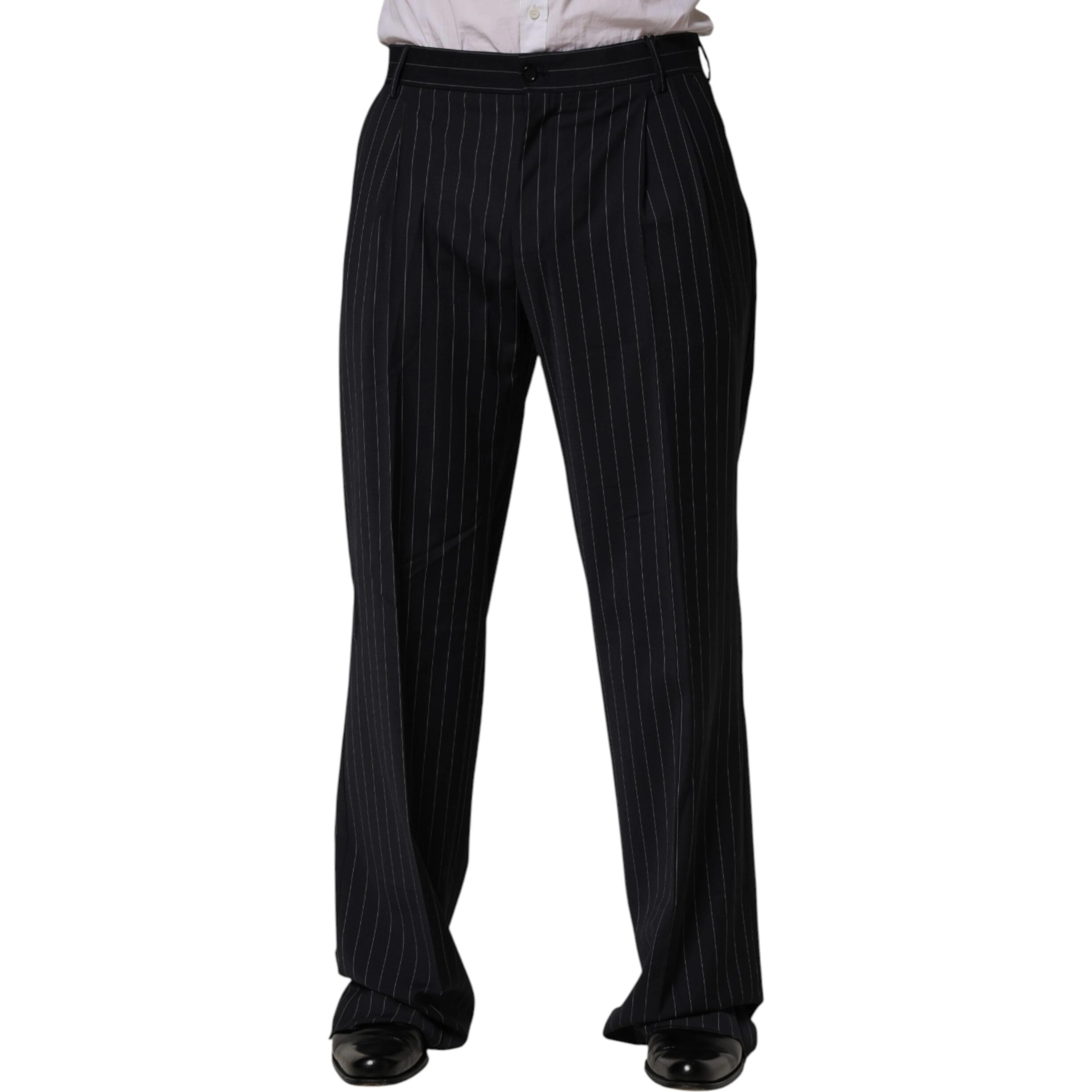 Black Stripe Straight Men Dress Trouser Pants