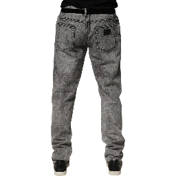 Gray Cotton Straight Leg Denim Trouser Jeans