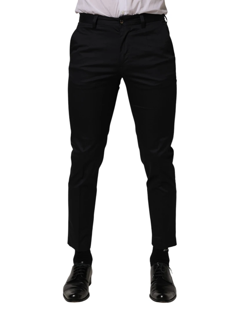 Dark Blue Cotton Skinny Dress Trouser Pants