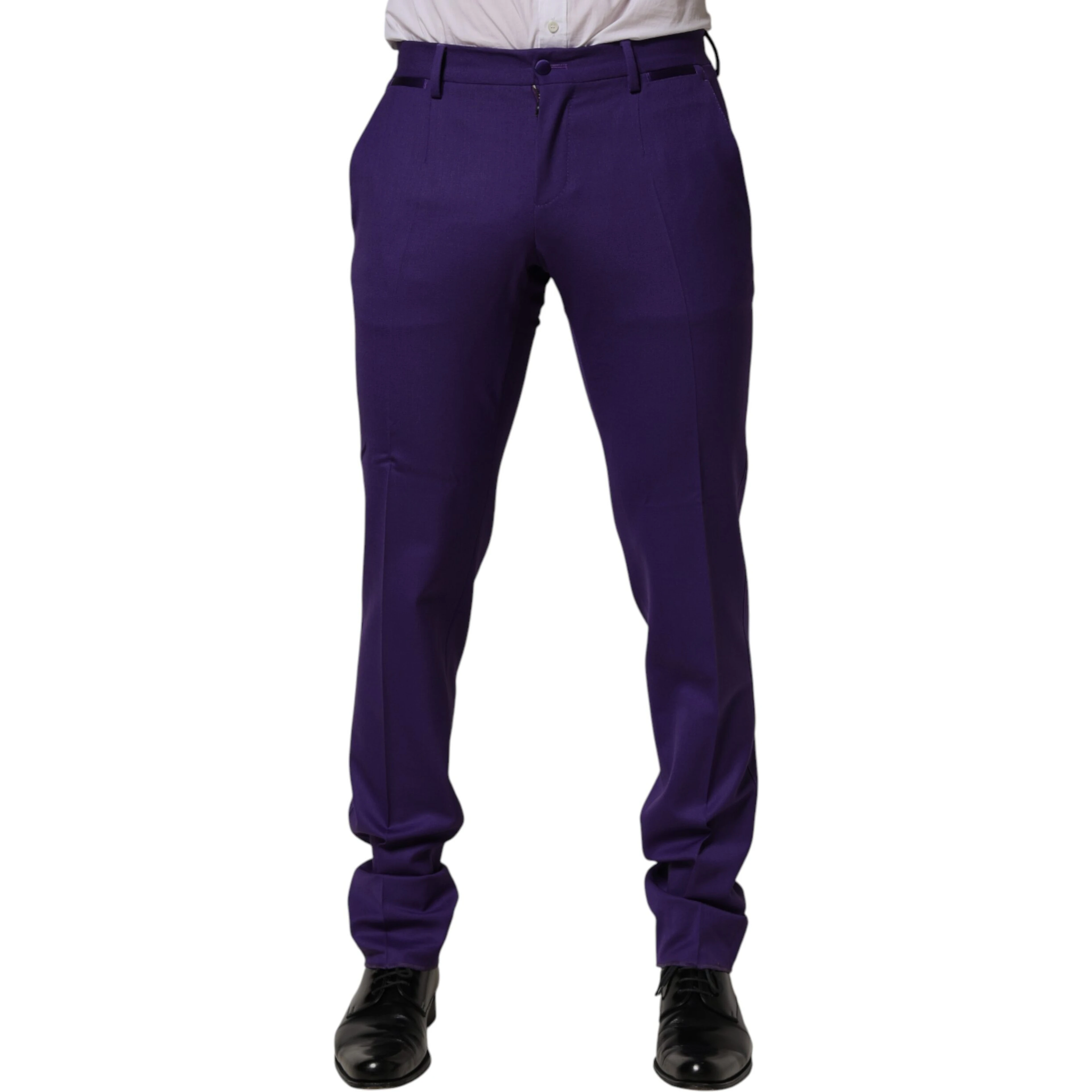 Purple Wool Skinny Dress Men Trouser Pants