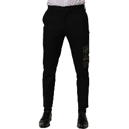 Black Cotton Skinny Dress Cargo Trouser Pants