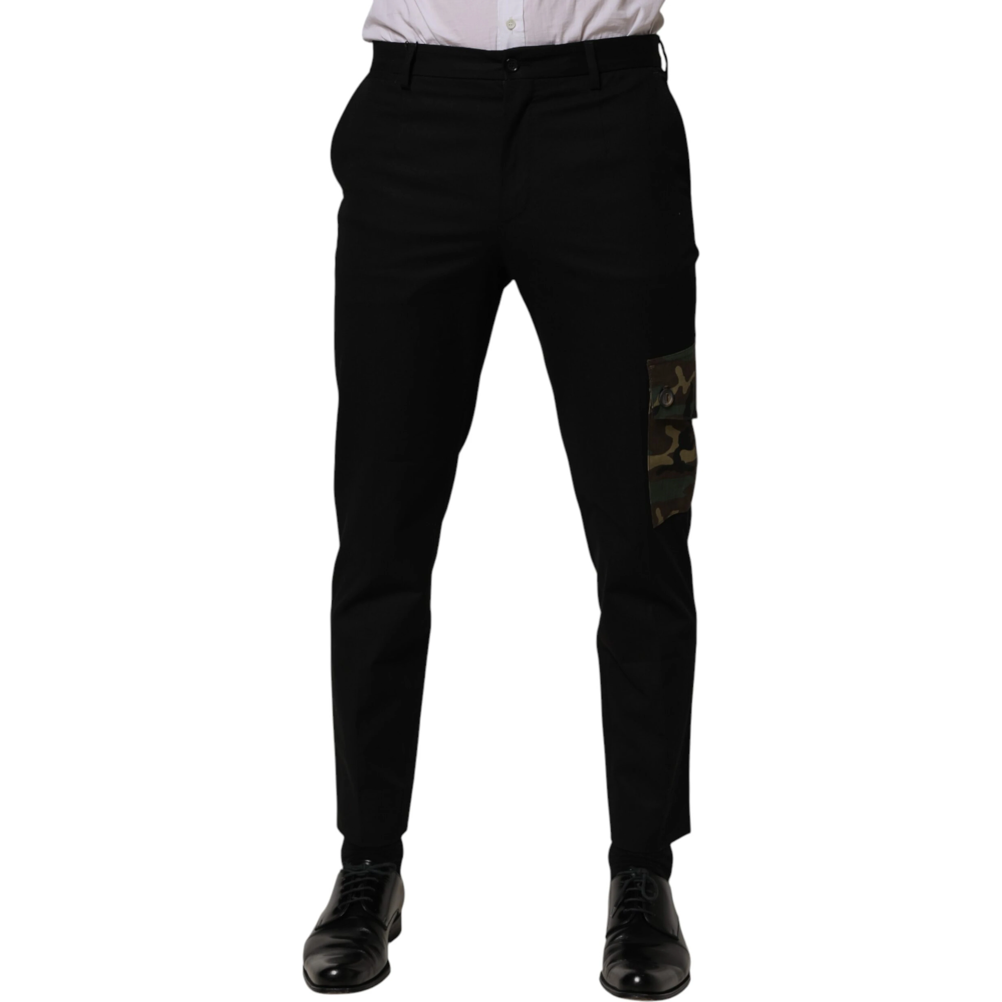 Black Cotton Skinny Dress Cargo Trouser Pants