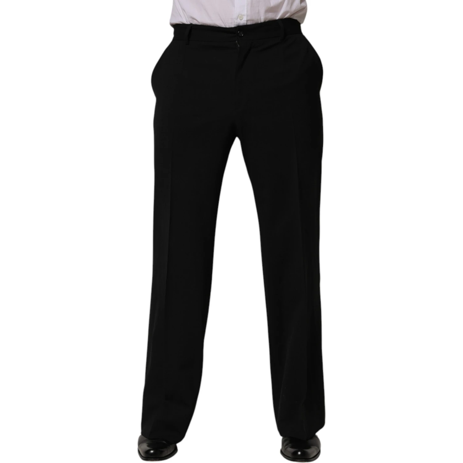 Black Wool Straight Men Dress Trouser Pants