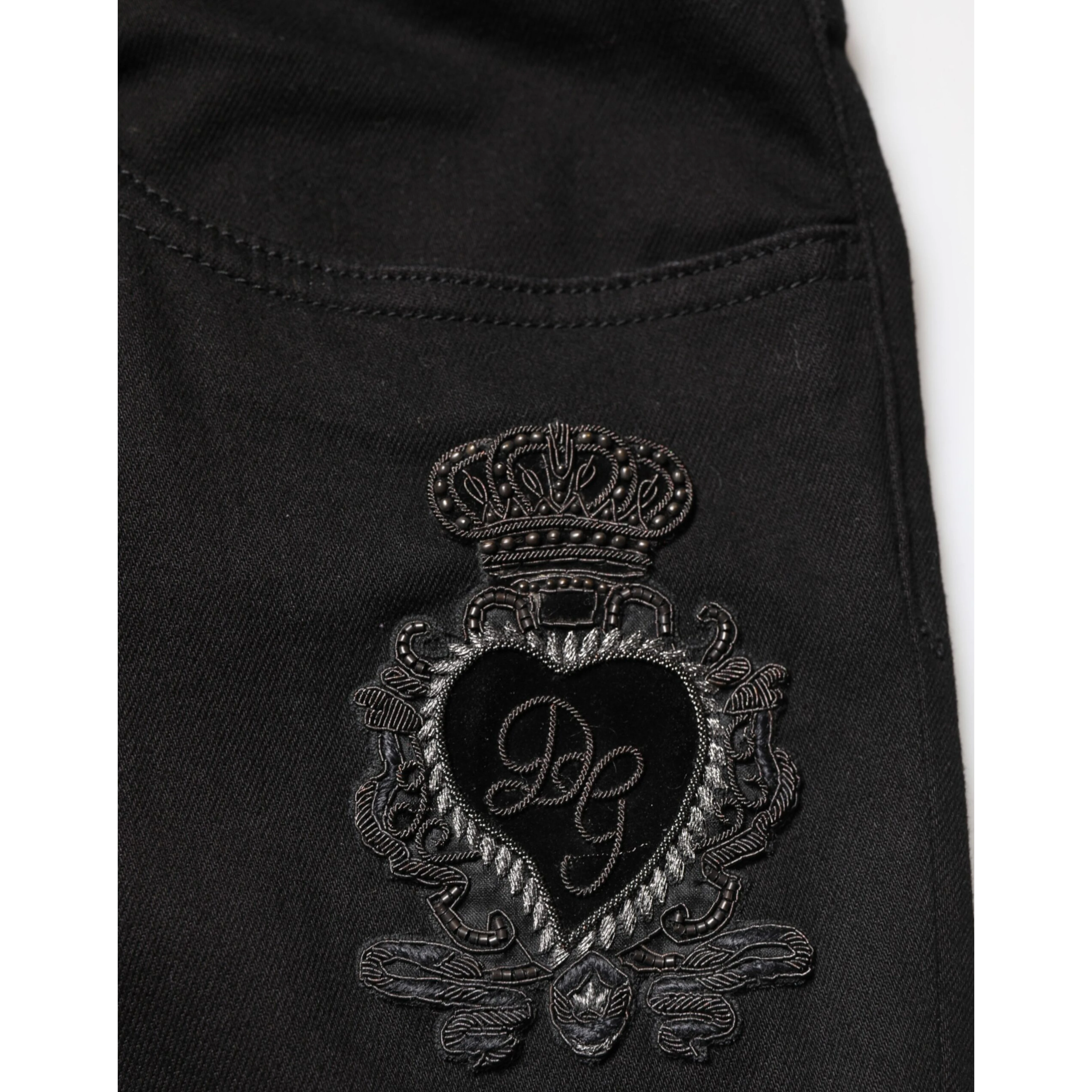 Black Sacred Heart Skinny Men Denim Jeans