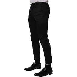 Dark Blue Cotton Skinny Dress Trouser Pants