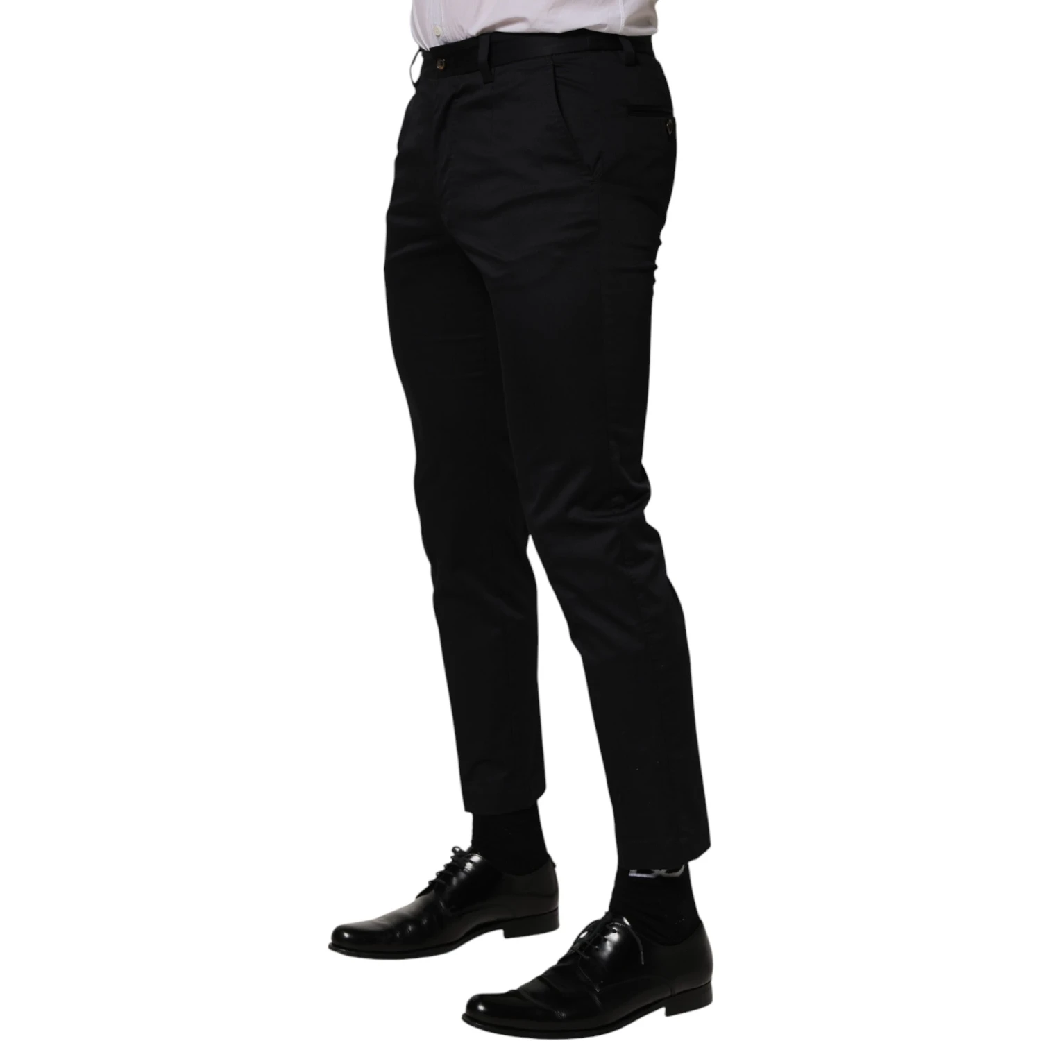 Dark Blue Cotton Skinny Dress Trouser Pants