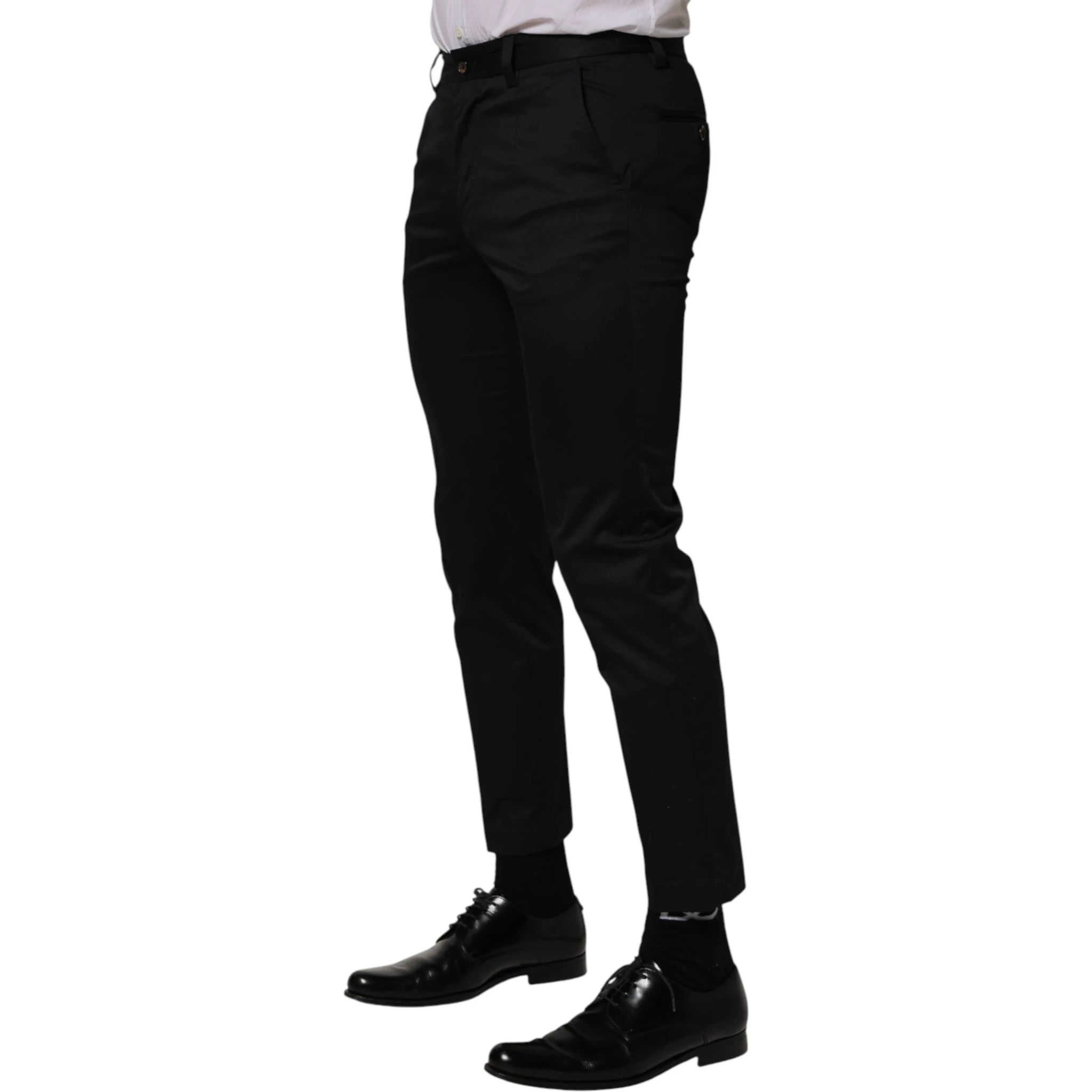 Dark Blue Cotton Skinny Dress Trouser Pants