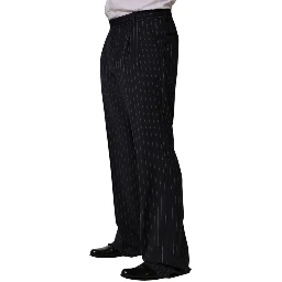Black Stripe Straight Men Dress Trouser Pants