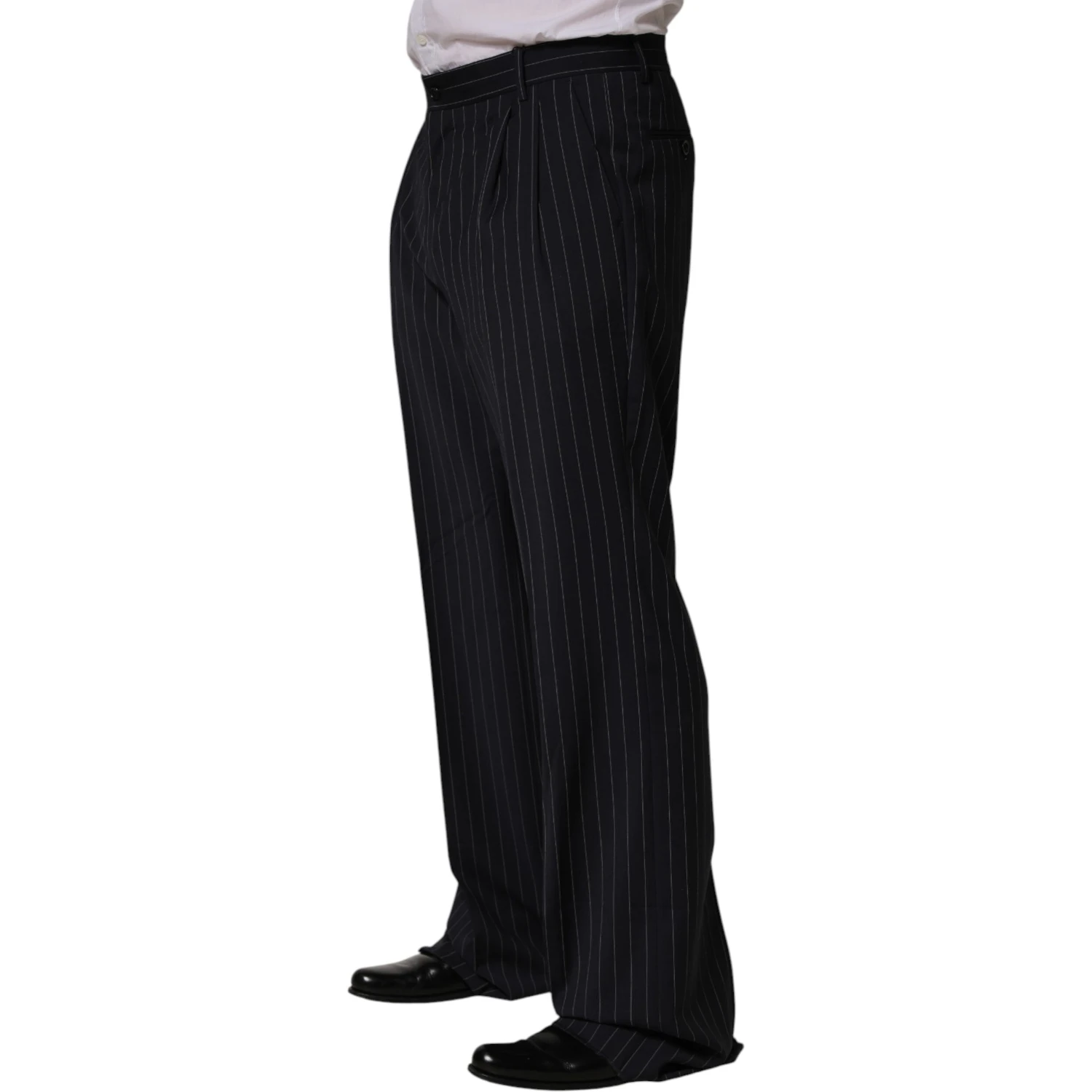 Black Stripe Straight Men Dress Trouser Pants
