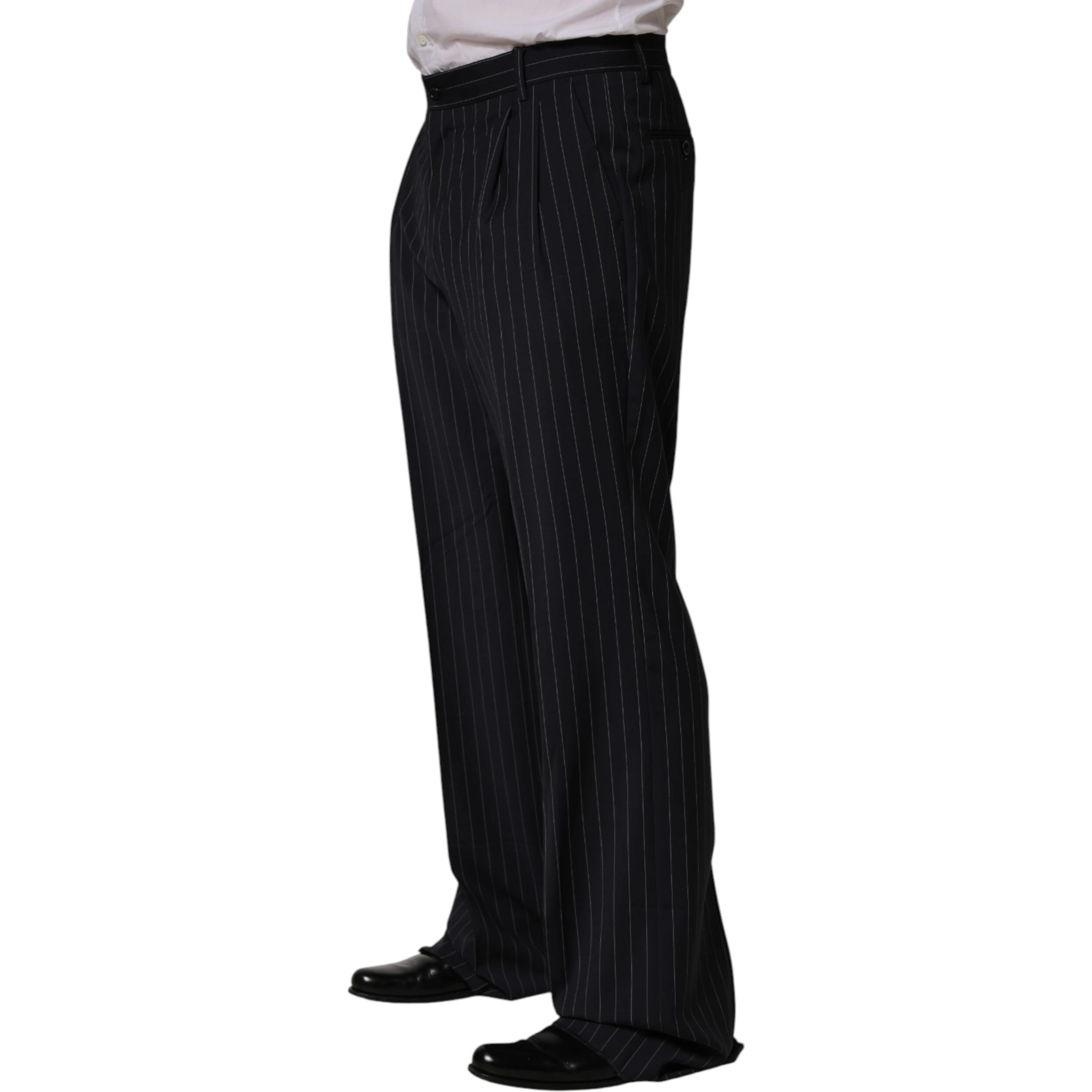 Black Stripe Straight Men Dress Trouser Pants