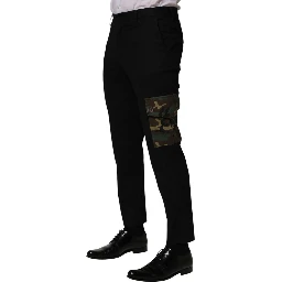 Black Cotton Skinny Dress Cargo Trouser Pants