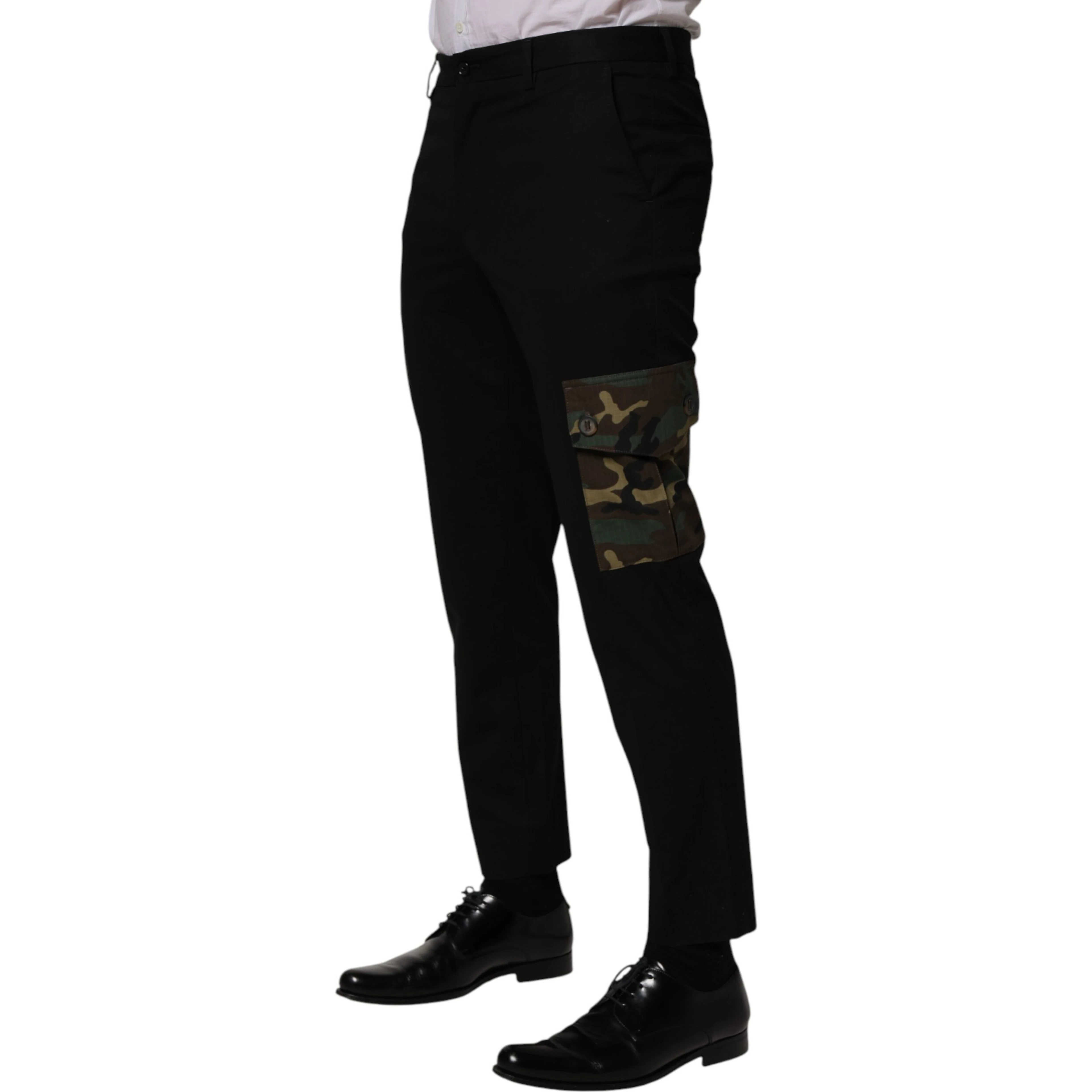 Black Cotton Skinny Dress Cargo Trouser Pants