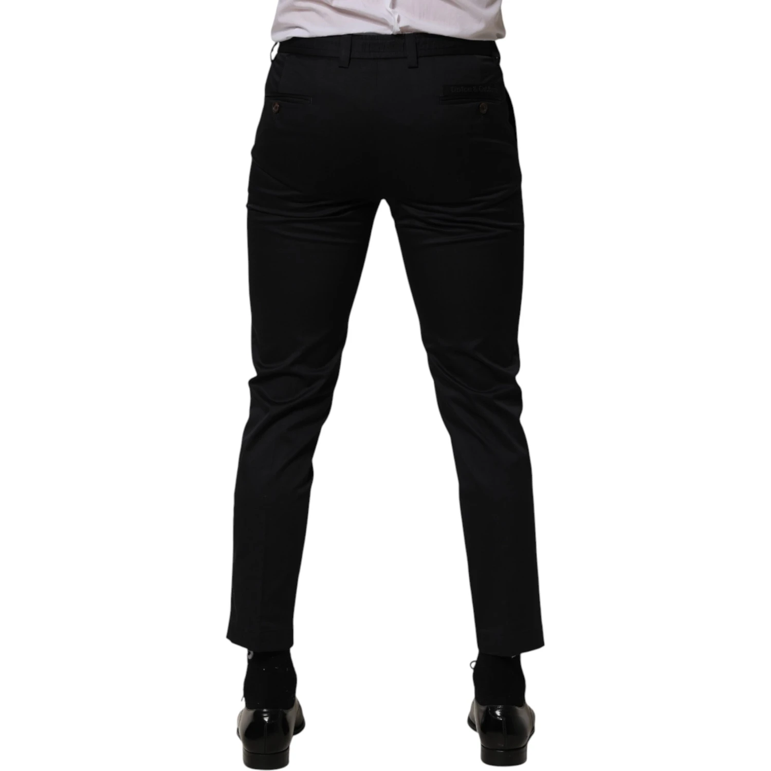 Dark Blue Cotton Skinny Dress Trouser Pants