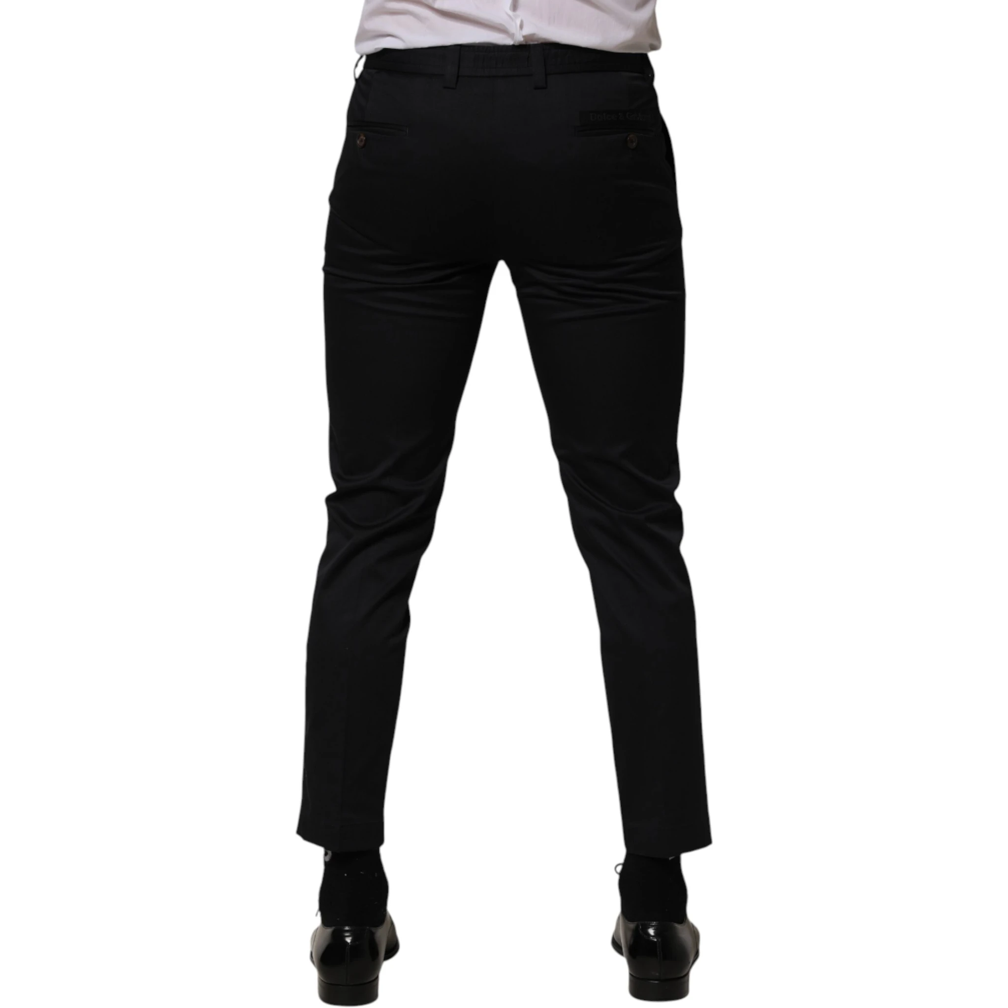 Dark Blue Cotton Skinny Dress Trouser Pants