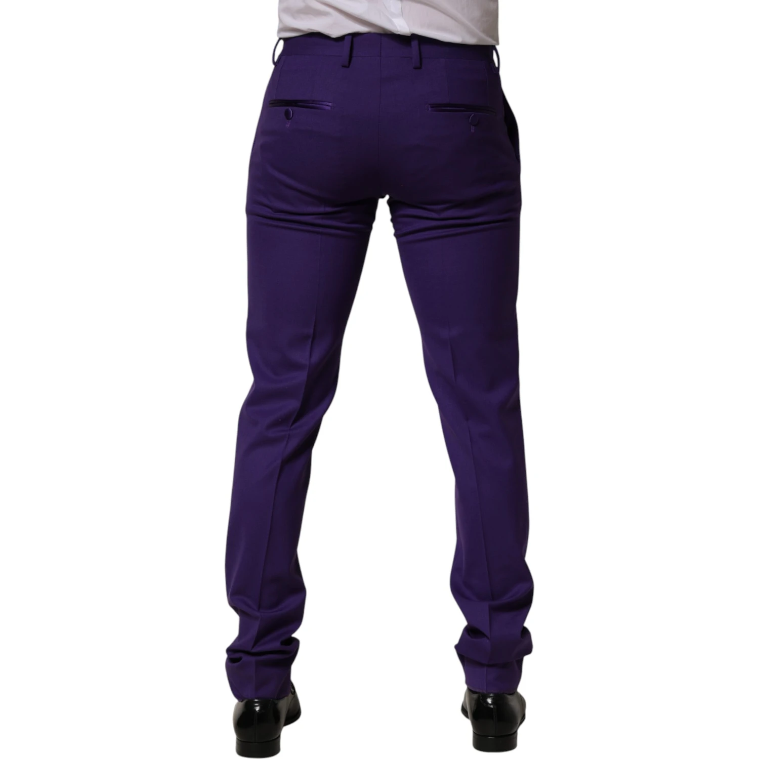 Purple Wool Skinny Dress Men Trouser Pants