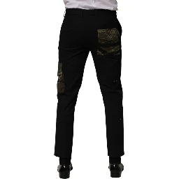 Black Cotton Skinny Dress Cargo Trouser Pants