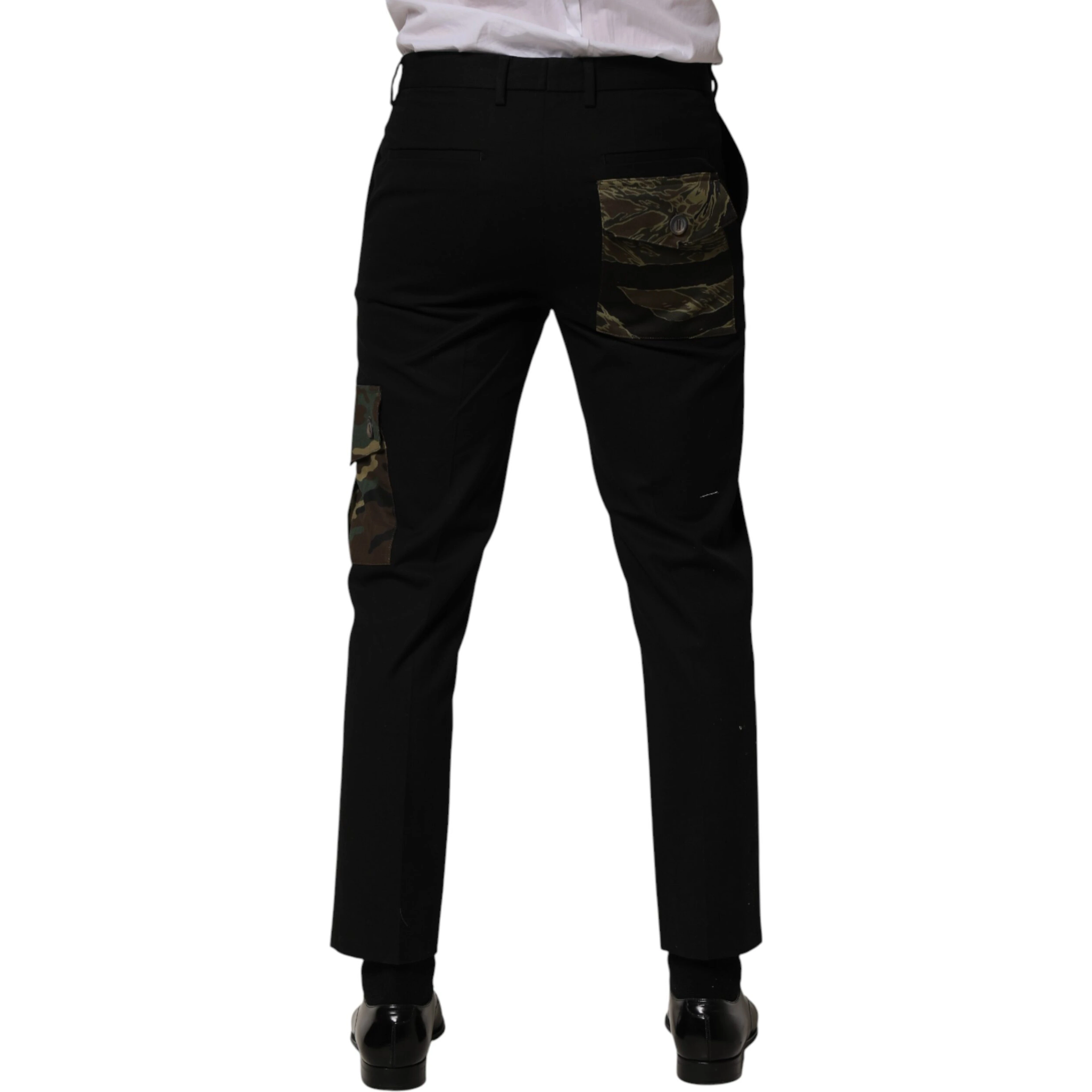 Black Cotton Skinny Dress Cargo Trouser Pants